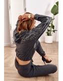 Women\'s tracksuit set with wings, dark gray FI624 - Online store - Boutique